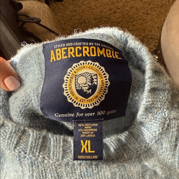 VNTG ABERCROMBIE 90s cashmere wool blend ribbed crewneck  Sweater XL - Picture 2 of 6